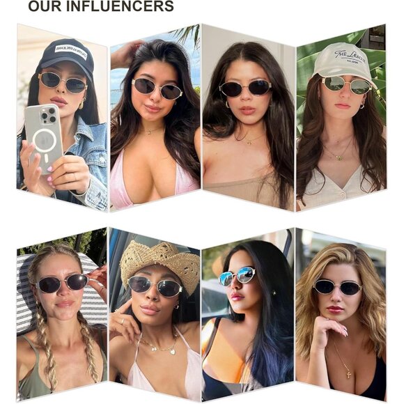 Lightweight Retro Oval Sunglasses - Stylish Gold/Grey UV400 Shades for Women main image 7